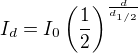$I_d = I_0 \left(\frac {1}{2}\right)^{\frac d{d_{1/2}}}$