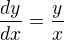 kopírovat do textarea $\frac{dy}{dx} = \frac{y}{x}$