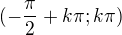 $(-\frac{\pi}{2}+k\pi;k\pi)$