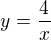 $y=\frac{4}{x}$