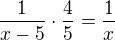 kopírovat do textarea $\frac{1}{x-5}\cdot \frac{4}{5}=\frac{1}{x}$