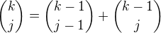 ${k\choose j}={k-1\choose j-1}+{k-1\choose j}$