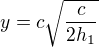 $y=c\sqrt{\frac{c}{2h_1}}$