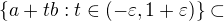 $\{a+tb:t\in (-\varepsilon ,1+\varepsilon )\}\subset $
