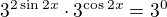 $3^{2\sin 2x}\cdot3^{\cos 2x}=3^0$