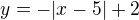 $y=-|x-5|+2$
