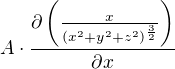kopírovat do textarea $A\cdot \frac{\partial\left(\frac{x}{(x^2+y^2+z^2)^{\frac32}}\right) }{\partial x}$