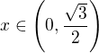 $x\in\(0,\frac{\sqrt 3}{2}\)$