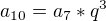 $a_{10}=a_{7}*q^3$