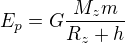$E_p=G\frac{M_zm}{R_z+h}$