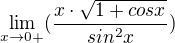 $\lim_{x\to0+}(\frac{x\cdot \sqrt{1+cosx}}{sin^{2}x})$