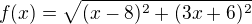 $f(x)=\sqrt{(x-8)^2 + (3x+6)^2}$