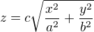 kopírovat do textarea $z=c\sqrt{\frac{x^2}{a^2}+\frac{y^2}{b^2}}$