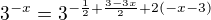 kopírovat do textarea $3^{-x}= 3^{-\frac{1}{2}+\frac{3-3x}{2}+2(-x-3)}$