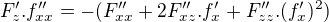 $F'_z.f''_{xx}=-(F''_{xx}+2F''_{xz}.f'_x+F''_{zz}.(f'_x)^2)$