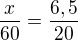 kopírovat do textarea $\frac{x}{60}=\frac{6,5}{20}$