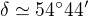 kopírovat do textarea $\delta \simeq 54^{\circ}44^{\prime}$