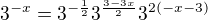 kopírovat do textarea $3^{-x}= 3^{-\frac{1}{2}}{3^{\frac{3-3x}{2}}}3^{2(-x-3)}$