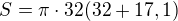 kopírovat do textarea $S=\pi \cdot 32(32+17,1)$