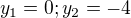 $y_{1}=0 ; y_{2}=-4$