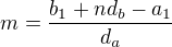$m=\frac{b_1+nd_b-a_1}{d_a}$