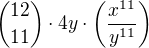 ${12\choose 11}\cdot 4y \cdot \(\frac{x^{11}}{y^{11}}\)$
