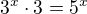 $3^x\cdot 3=5^x$