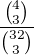 $\frac{{4 \choose 3}}{{32 \choose 3}}$