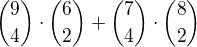${9 \choose 4}\cdot {6 \choose 2} + {7 \choose 4}\cdot {8 \choose 2}$