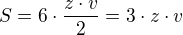 $S=6\cdot \frac{z\cdot v}{2}=3\cdot z\cdot v$