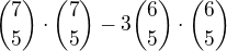 ${7\choose5}\cdot{7\choose5}-3{6\choose5}\cdot{6\choose5}$
