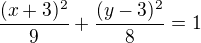 $\frac{(x+3)^2}9+\frac{(y-3)^2}8=1$
