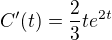 $C^\prime(t) = \frac{2}{3}te^{2t}$
