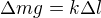 $\Delta mg=k\Delta l$