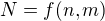 $N=f(n,m) $