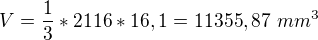$V=\frac{1}{3}*2116*16,1=11355,87 \ mm^3$