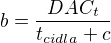 $b=\frac{DAC_t}{t_{cidla}+c}$