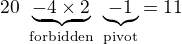 kopírovat do textarea $20\ \underbrace{-4\times 2}_{\text{forbidden}}\ \underbrace{-1}_{\text{pivot}}=11$