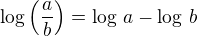 kopírovat do textarea $\log\left(\frac ab\right)=\log\,a-\log\,b$