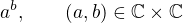 $a^b,\qquad (a,b)\in\mathbb{C}\times\mathbb{C}$