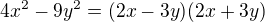 $4x^{2}-9y^{2}=(2x-3y)(2x+3y)$