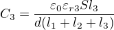 $C_3=\frac{\varepsilon_0\varepsilon_{r3} Sl_3}{d(l_1+l_2+l_3)}$