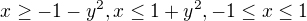 $x\ge -1-y^2, x\le 1+y^2,-1\le x\le 1$