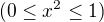 $(0 \le x^2 \le 1)$