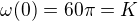 $\omega(0)=60\pi=K$