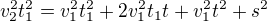 $v_2^2 t_1^2=v_1^2t_1^2+ 2v_1^2 t_1 t+v_1^2 t^2+s^2$