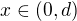 $x\in(0,d)$
