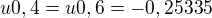 $u{0,4} = u{0,6} = -0,25335$