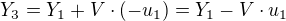 $Y_3 = Y_1 + V \cdot (-u_1) = Y_1 - V \cdot u_1$
