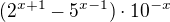 $(2^{x+1}-5^{x-1})\cdot 10^{-x}$